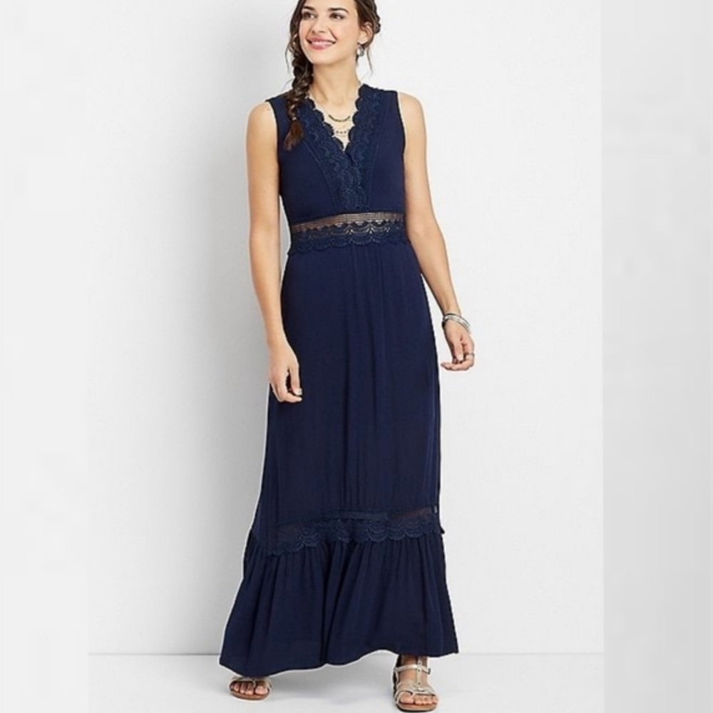 NWT Maurice’s | Navy Lace Trimmed Maxi
